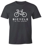 MoonWorks Print-Shirt Herren T-Shirt Fahrrad Sprüche Bicycle I'm the Engine Bike Rad Dunkelgrau/Dunkelblau/Grau/Schwarz/Dunkelgrün