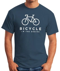 MoonWorks Print-Shirt Herren T-Shirt Fahrrad Sprüche Bicycle I'm the Engine Bike Rad Dunkelblau/Türkis/Blau/Grau/Lila