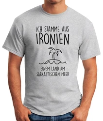 MoonWorks Print-Shirt Herren T-Shirt Ich stamme aus Ironien einem Land am sarkastischen Meer Fun-Shirt Spruch 
