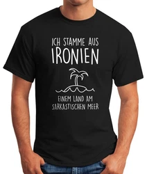 MoonWorks Print-Shirt Herren T-Shirt Ich stamme aus Ironien einem Land am sarkastischen Meer Fun-Shirt Spruch 