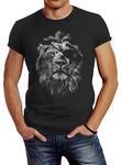 Neverless Print-Shirt Cooles Herren T-Shirt Löwe Print Aufdruck Motiv Slim Fit 