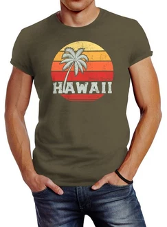 Neverless Print-Shirt Herren T-Shirt Hawaii Palme Tropical Summer Retro Slim Fit Dunkelgrün/Khaki/Rot/Blau Neverless Print-Shirt Herren T-Shirt Hawaii Palme Tropical Summer Retro Slim Fit Dunkelgrün/Khaki/Rot/Blau