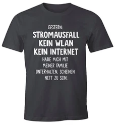 MoonWorks Print-Shirt Herren T-Shirt Gestern: Stromausfall Kein WLAN Kein Internet 