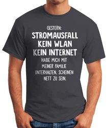MoonWorks Print-Shirt Herren T-Shirt Gestern: Stromausfall Kein WLAN Kein Internet 