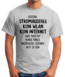 MoonWorks Print-Shirt Herren T-Shirt Gestern: Stromausfall Kein WLAN Kein Internet Khaki/Dunkelgrau/Grau/Blau