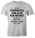 MoonWorks Print-Shirt Herren T-Shirt Gestern: Stromausfall Kein WLAN Kein Internet Khaki/Dunkelgrau/Grau/Blau
