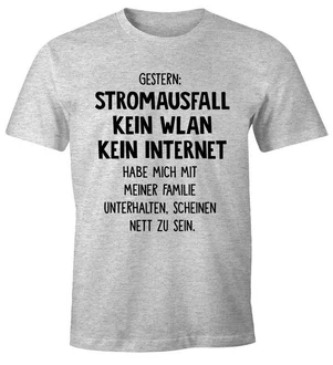 MoonWorks Print-Shirt Herren T-Shirt Gestern: Stromausfall Kein WLAN Kein Internet Khaki/Dunkelgrau/Grau/Blau