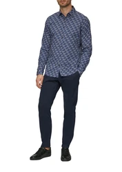 s.Oliver Langarmhemd Slim Fit Hellblau/Dunkelblau/Blau