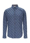 s.Oliver Langarmhemd Slim Fit Hellblau/Dunkelblau/Blau