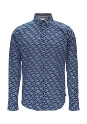 s.Oliver Langarmhemd Slim Fit Hellblau/Dunkelblau/Blau