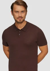 s.Oliver BLACK LABEL Strickpullover Feinstrick-Poloshirt Braun/Dunkelrot/Dunkelbraun/Bordeaux