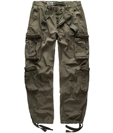 Cargohose Cargohose Vintage Airborne Trousers fr Herren oliv Beinabschluss mit Zugband