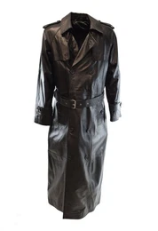 Ledermantel Robert Militr Mantel, Herren, Schwarz, weiches Lammnappa