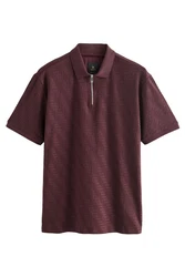 Next Poloshirt Strukturiertes Polo-Shirt Dunkelrot/Bordeaux