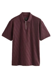 Next Poloshirt Strukturiertes Polo-Shirt Dunkelrot/Bordeaux