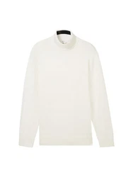 TOM TAILOR Denim Strickpullover Basic Rollkragenpullover Weiß/Beige/Creme