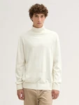 TOM TAILOR Denim Strickpullover Basic Rollkragenpullover Weiß/Beige/Creme