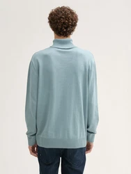 TOM TAILOR Denim Strickpullover Basic Rollkragenpullover Blau/Hellblau/Grau/Türkis