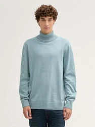 TOM TAILOR Denim Strickpullover Basic Rollkragenpullover Blau/Hellblau/Grau/Türkis