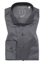 Eterna Langarmhemd SLIM FIT Performance Hemd Grau/Dunkelgrau/Dunkelblau