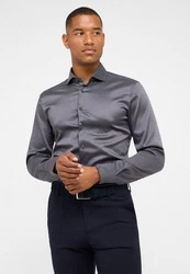 Eterna Langarmhemd SLIM FIT Performance Hemd Grau/Dunkelgrau/Dunkelblau