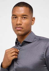 Eterna Langarmhemd SLIM FIT Performance Hemd Grau/Dunkelgrau/Dunkelblau
