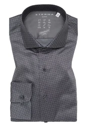 Eterna Langarmhemd SLIM FIT Performance Hemd Grau/Dunkelgrau/Dunkelblau