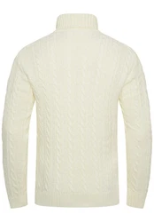 behype Rollkragenpullover BSLANA Creme/Weiß/Gelb