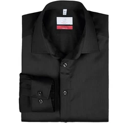 GREIFF Langarmhemd Corporate Hemd PREMIUM Herren OEKO TEX Schwarz