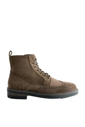 Next Brogue-Schnürstiefel Schnürstiefelette Braun/Dunkelgrün/Khaki