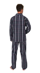 Normann Pyjama Herren Flanell Schlafanzug Hellblau/Blau/Dunkelblau/Rot/Lila/Grau