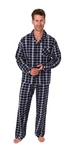 Normann Pyjama Herren Flanell Schlafanzug Hellblau/Blau/Dunkelblau/Rot/Lila/Grau