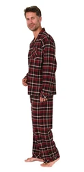 Normann Pyjama Herren Flanell Schlafanzug Dunkelrot/Rot/Bordeaux/Braun