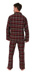 Normann Pyjama Herren Flanell Schlafanzug Dunkelrot/Rot/Bordeaux/Braun