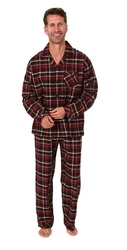 Normann Pyjama Herren Flanell Schlafanzug Dunkelrot/Rot/Bordeaux/Braun