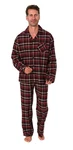 Normann Pyjama Herren Flanell Schlafanzug Dunkelrot/Rot/Bordeaux/Braun