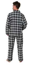 Normann Pyjama Herren Flanell Schlafanzug Grün/Grau