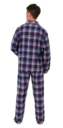Normann Pyjama Herren Flanell Schlafanzug Rot/Hellblau/Blau