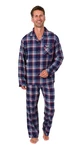 Normann Pyjama Herren Flanell Schlafanzug Rot/Hellblau/Blau