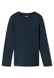 Schlafanzug Langarmshirt Rundhals, nachtblau