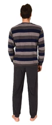 Normann Pyjama Herren Schlafanzug langarm Grau/Dunkelblau