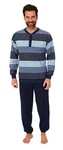 Normann Pyjama Herren Schlafanzug langarm Dunkelblau/Blau