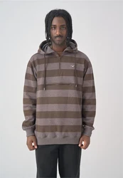 Cleptomanicx Kapuzensweatshirt Hooded Stripe mit Half-Zip braun (dunkelbraun)/mehrfarbig