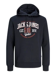 Jack & Jones Sweatshirt JJELOGO SWEAT HOOD 2 COL 24/25 NOOS Dunkelblau