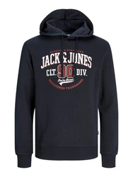 Jack & Jones Sweatshirt JJELOGO SWEAT HOOD 2 COL 24/25 NOOS Dunkelblau