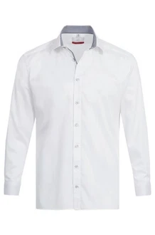 GREIFF Langarmhemd Corporate Hemd PREMIUM Herren OEKO TEX Regular Weiß/Blau