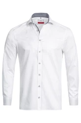 GREIFF Langarmhemd Corporate Hemd PREMIUM Herren OEKO TEX Slim Weiß/Blau