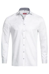 GREIFF Langarmhemd Corporate Hemd PREMIUM Herren OEKO TEX Slim Weiß/Blau