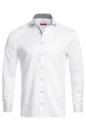 Langarmhemd Corporate Hemd PREMIUM Herren OEKO TEX Slim Wei/Blau 35/36