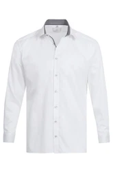 GREIFF Langarmhemd Corporate Hemd PREMIUM Herren OEKO TEX Regular Weiß/Grau (39/40)